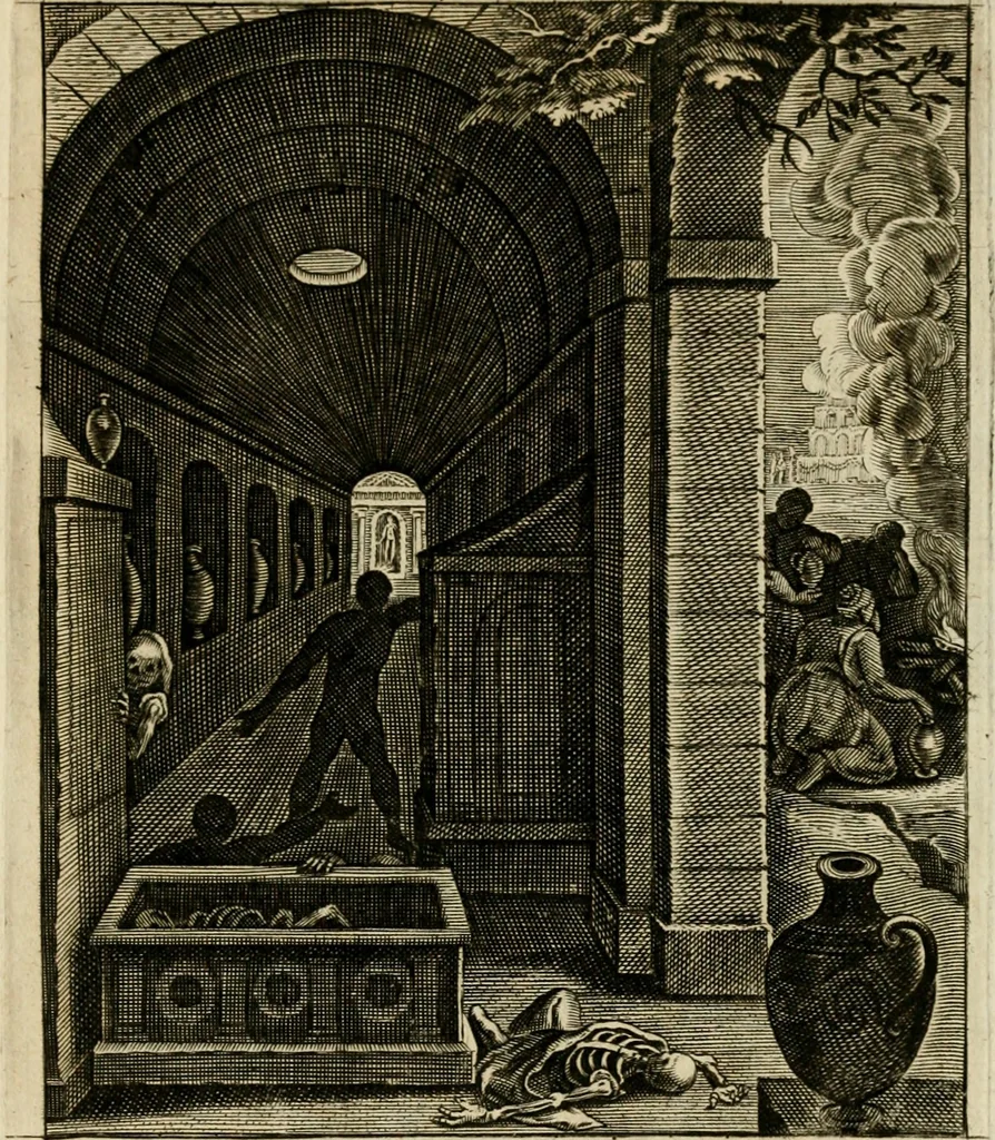 An illustration from Zinnebeelden, getrokken uit Horatius Flaccus, 1683, leaf 212