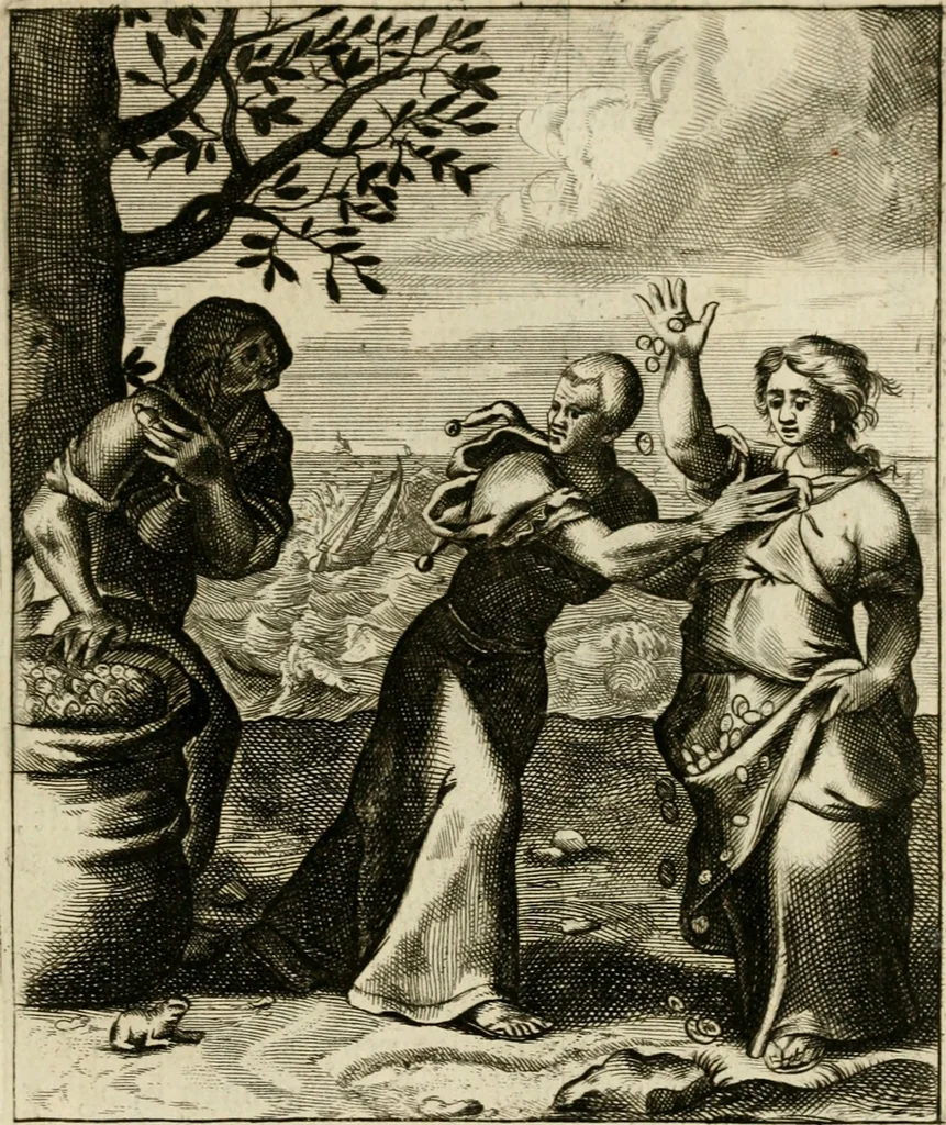 An illustration from Zinnebeelden, getrokken uit Horatius Flaccus, 1683, leaf 24