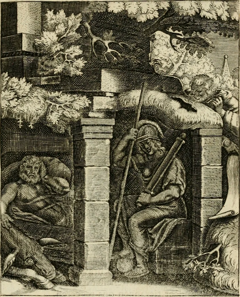 An illustration from Zinnebeelden, getrokken uit Horatius Flaccus, 1683, leaf 26