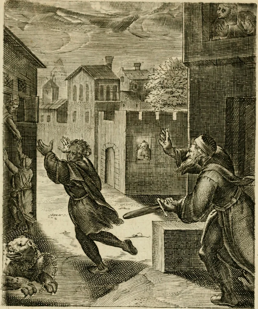 An illustration from Zinnebeelden, getrokken uit Horatius Flaccus, 1683, leaf 34