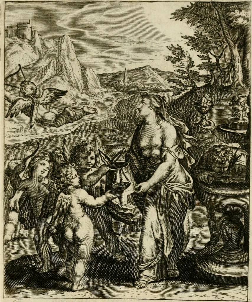 An illustration from Zinnebeelden, getrokken uit Horatius Flaccus, 1683, leaf 46