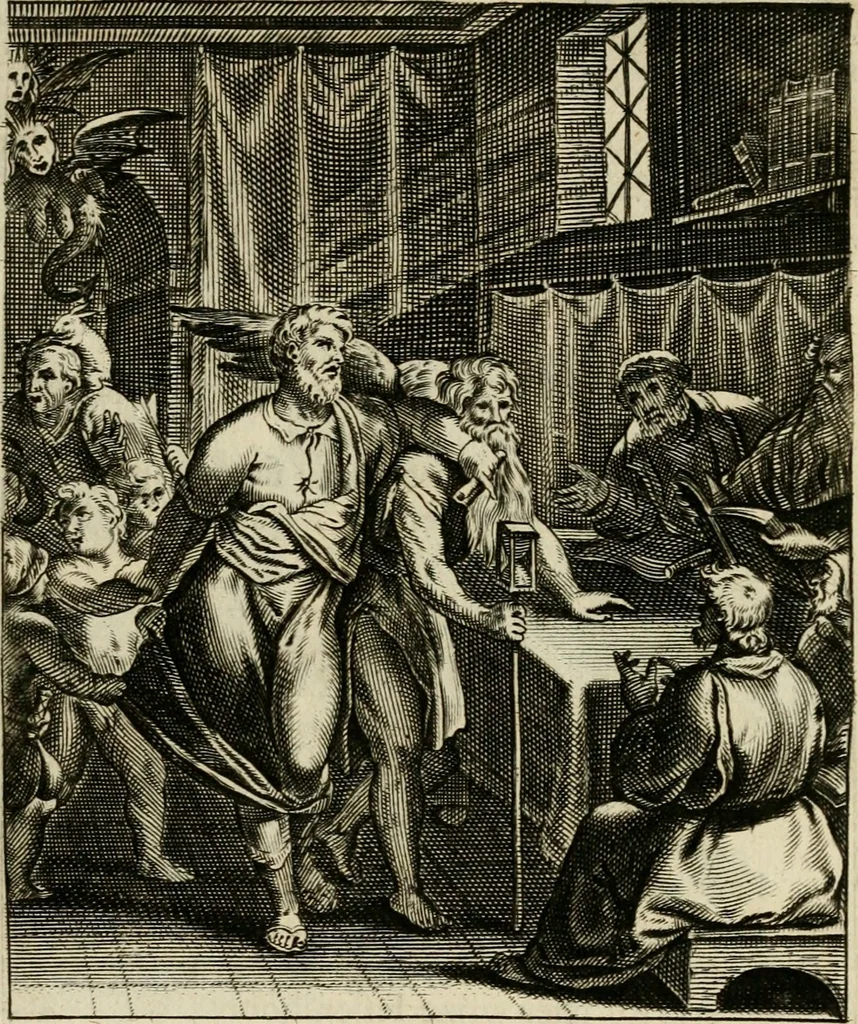 An illustration from Zinnebeelden, getrokken uit Horatius Flaccus, 1683, leaf 50