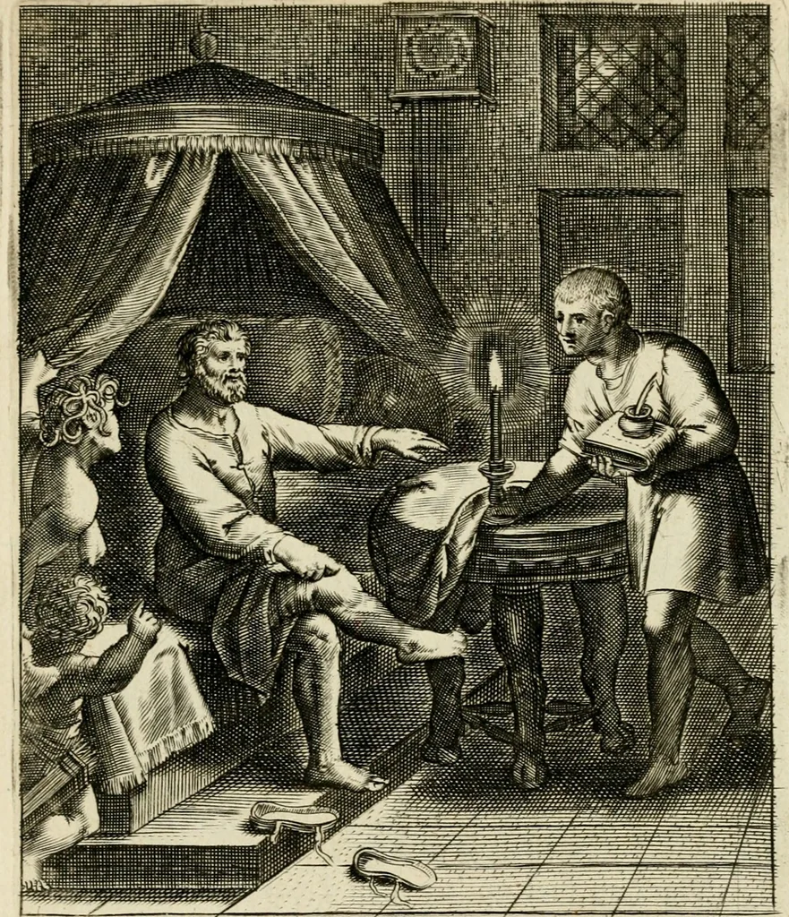 An illustration from Zinnebeelden, getrokken uit Horatius Flaccus, 1683, leaf 56
