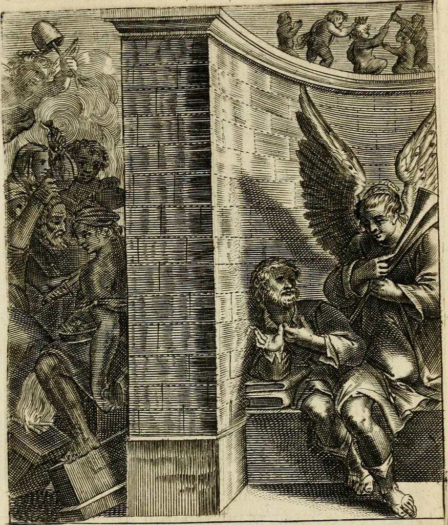 An illustration from Zinnebeelden, getrokken uit Horatius Flaccus, 1683, leaf 62