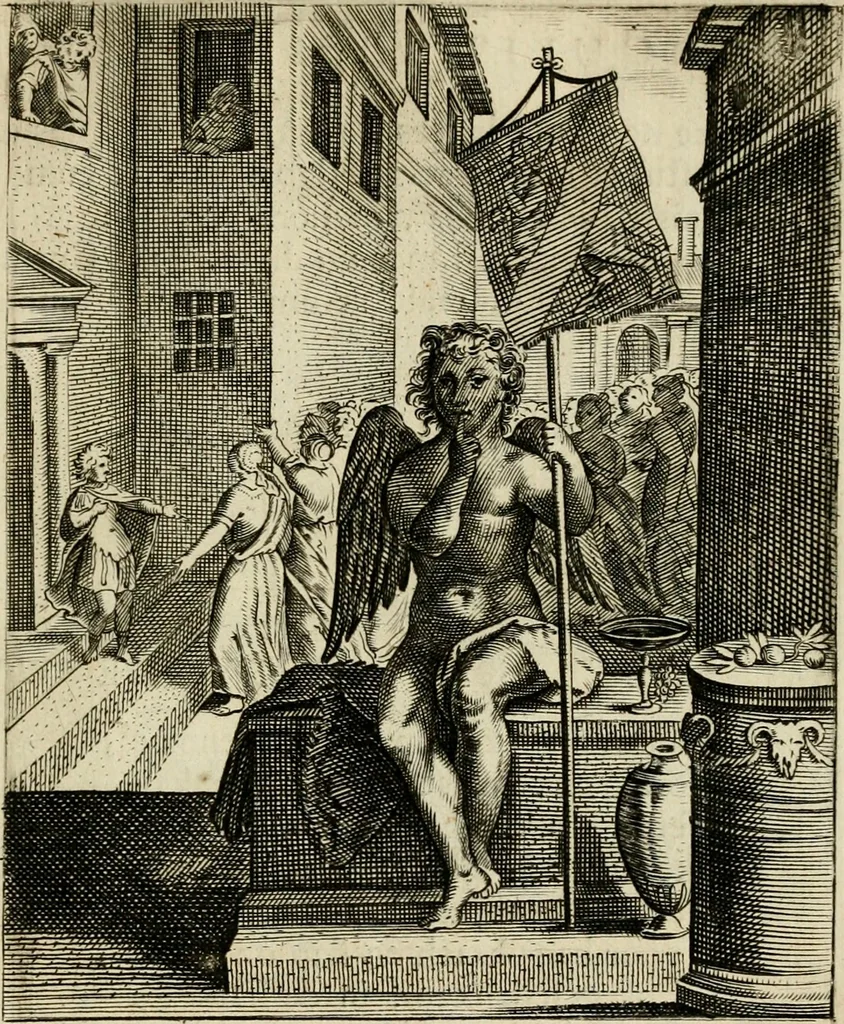 An illustration from Zinnebeelden, getrokken uit Horatius Flaccus, 1683, leaf 66