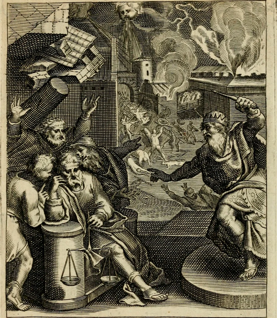 An illustration from Zinnebeelden, getrokken uit Horatius Flaccus, 1683, leaf 74
