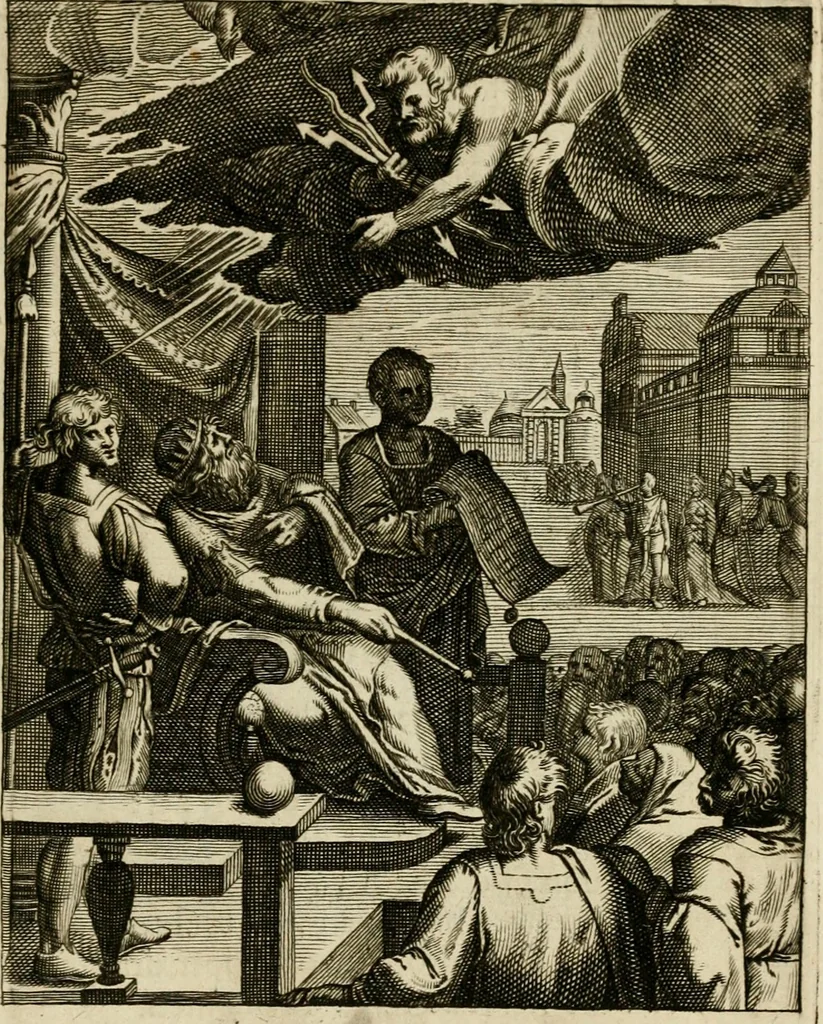 An illustration from Zinnebeelden, getrokken uit Horatius Flaccus, 1683, leaf 82