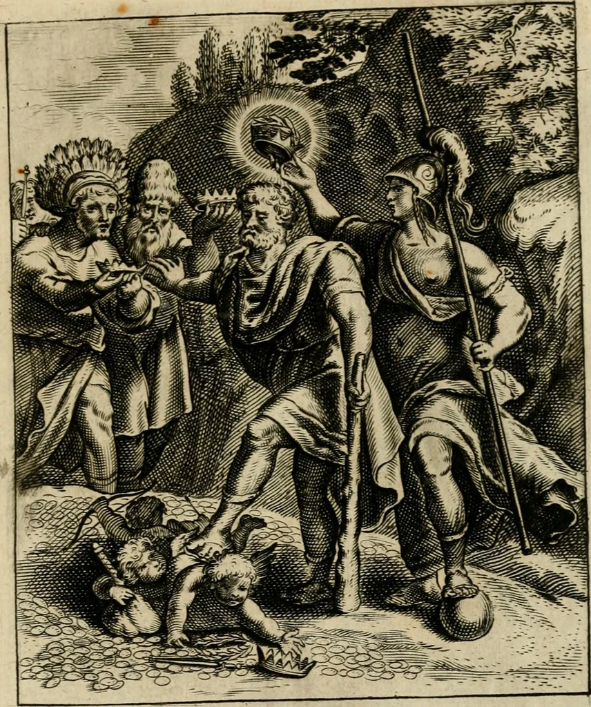 An illustration from Zinnebeelden, getrokken uit Horatius Flaccus, 1683, leaf 84