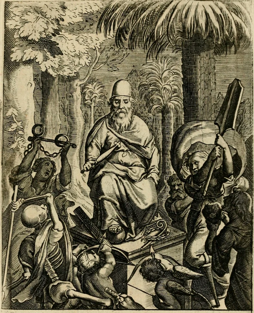 An illustration from Zinnebeelden, getrokken uit Horatius Flaccus, 1683, leaf 86