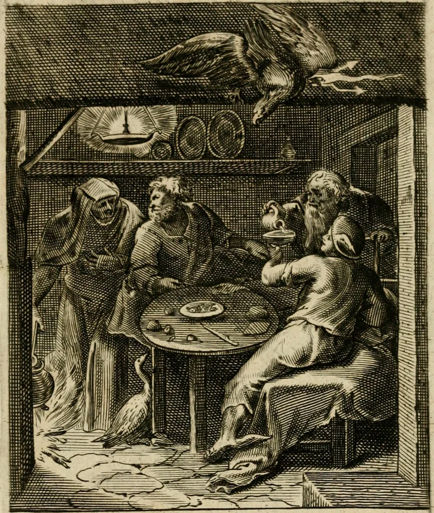 An illustration from Zinnebeelden, getrokken uit Horatius Flaccus, 1683, leaf 90