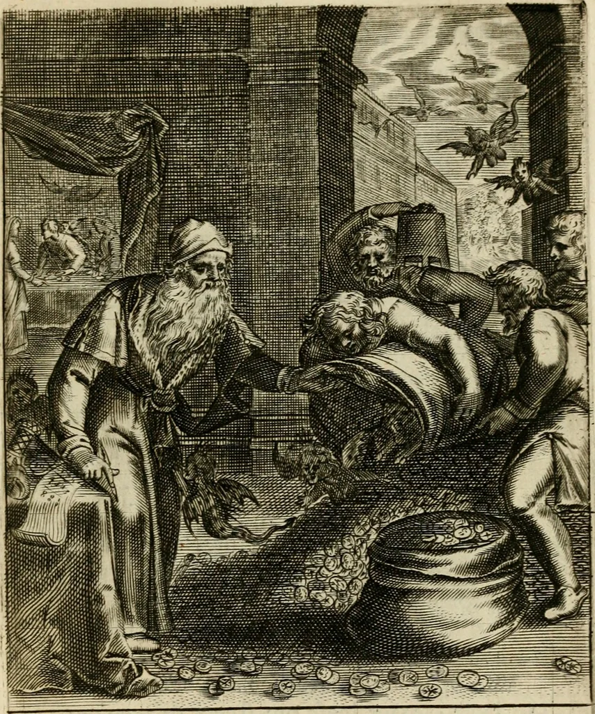 An illustration from Zinnebeelden, getrokken uit Horatius Flaccus, 1683, leaf 94