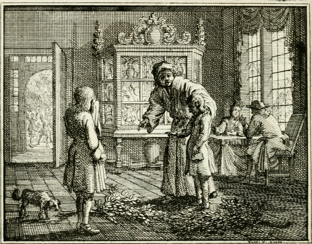 An illustration from Leerzaame zinnebeelden, 1757, leaf 129