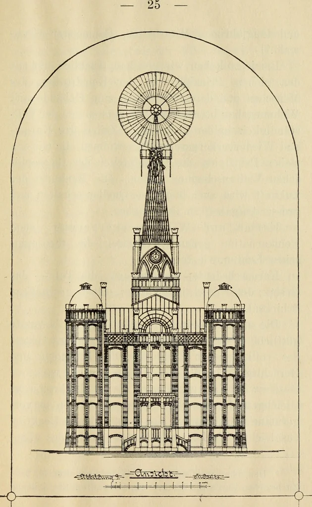 An illustration from Zukunfstbauten : moderne Gesundheitsbauten für Leibes-, Seelen- und Geisteskultur, mit einem Anhang: Über den Bau von Lungenheilstätten, 1908, leaf 32