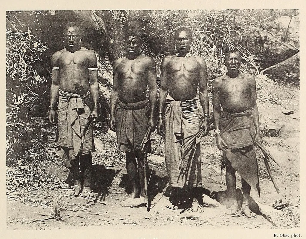 An illustration from Zur anthropologie des abflusslosen rumpfschollenlandes im nordöstlichen Deutsch-Ostrafrika, auf grund der sammlung der Ostrafrika- expedition (dr. E. Obst) der Geographischen gesellschaft in Hamburg, 1915, leaf 251