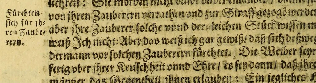 An illustration from Zwantzigste Schifffahrt, oder Gründliche vnd sattsame Beschreibung dess Newen Engellands: wie auch aüssfuhrliche Erzehlung von Beschaffenheit dor Landtschafft Virginia, vnd der Insel Barmuda, deren man bisshero schlechte vnnd vnvollkommene Wissenschafft gehabt, an jetzo aber durch dero Landt erfahrne Leuht, völliglich an Tag gegeben, 1629, leaf 64