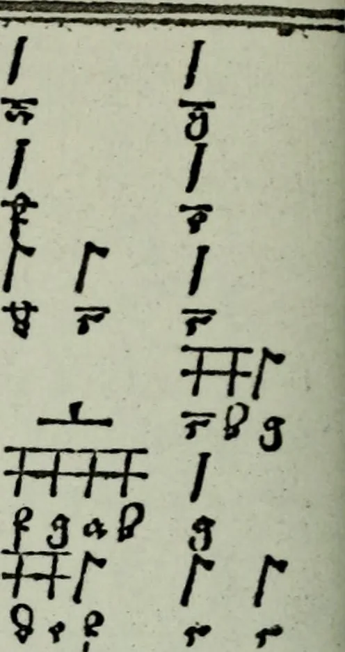 An illustration from Zwey Bücher : Einer neüen kunstlichen Tabulatur auff Orgel und Instrument. Deren das erste ausserlesne Moteten und Stuck zu sechs fünff und vier Stimmen auss den kunstreichesten und weltberumbtesten Musicis und Componisten diser unser Zeit abgesetzt. Das ander allerley schöne teutsche, italienische, frantzösische, geistliche und weltliche Lieder mit funff und vier Stimmen Passamezo, Galliardo und Täntze in sich begreifft.., 1577, leaf 41