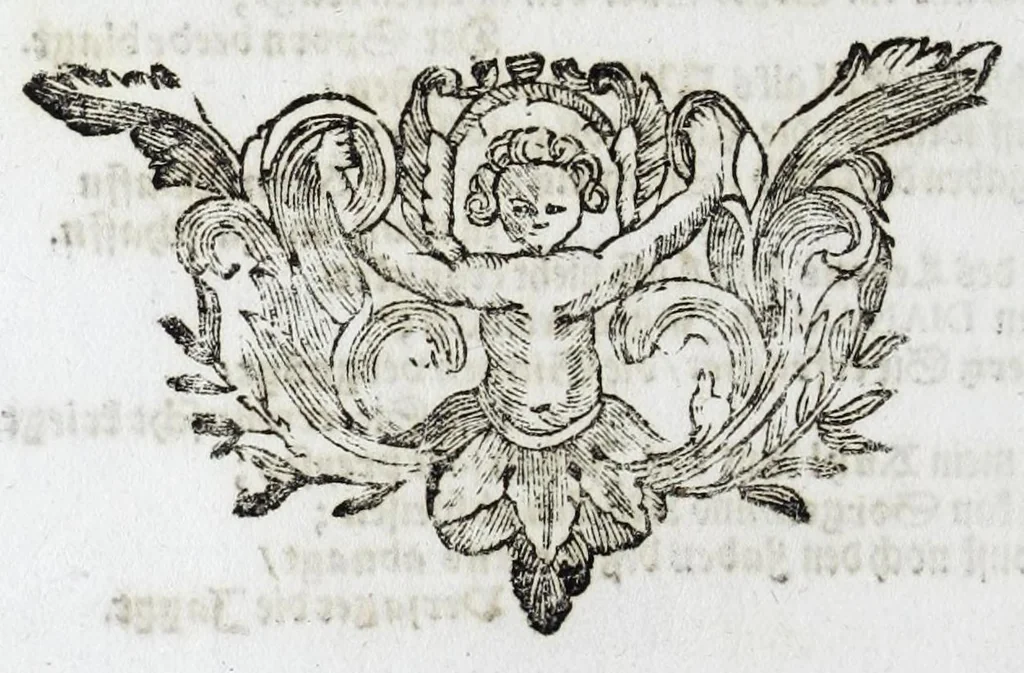 An illustration from Zwey-einiger Hymenaeus, oder, Oesterreich-Lüneburgischer frid- und freuden-voller Vermählungs-Gott : denen aller-durchleuchtigist-grossmächtigisten, nunmehro aller-erwüntscht- und Aller-Glück-Vergnügtist-Vermählten röm. und ungar. königl königl. Maj. Maj. [et]c. [et]c. Josepho I. vom aller-durchleuchtigist-sig- und glorreichisten Ertz-Hauss-Oesterreich, [et]c. [et]c. herstammend, und Wilhelminae Amaliae, aller-preyss-würdigst-Gebohrnen Hertzogin von Braunschweig, und Lüneburg, [et]c. [et]c. durch vier Triumph- Lieb- und Lob-andeutende Ruhm- oder Ehren-Pforten zur aller-schuldigst-Jubel-vollen Ehren-Bezeugung hiebevor eröffnet, 1699, leaf 48