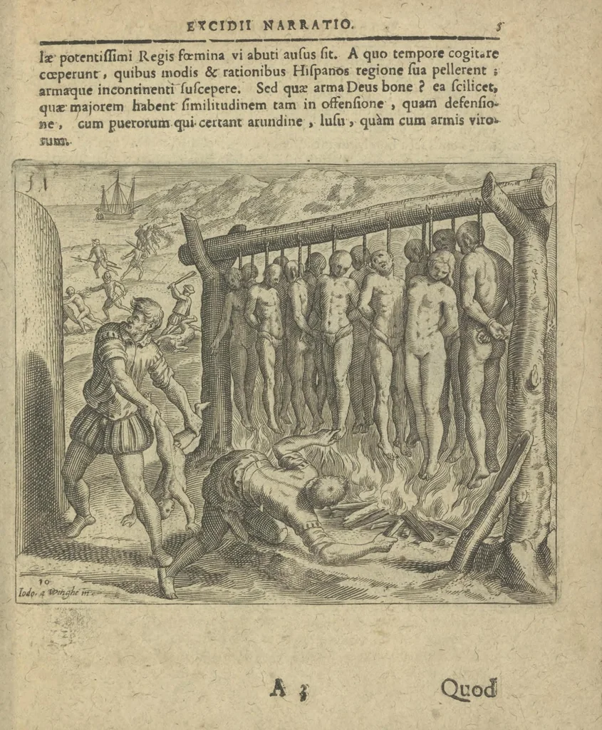 An illustration from Regionum Indicarum per Hispanos olim devastatrum accuratissima descriptio, insertis figuris aencis ad vivum fabrefactis, 1664, leaf 14
