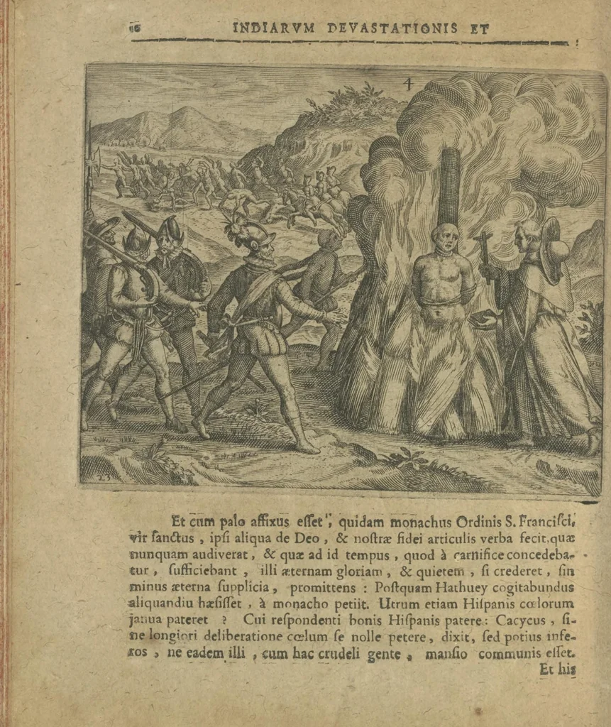 An illustration from Regionum Indicarum per Hispanos olim devastatrum accuratissima descriptio, insertis figuris aencis ad vivum fabrefactis, 1664, leaf 25