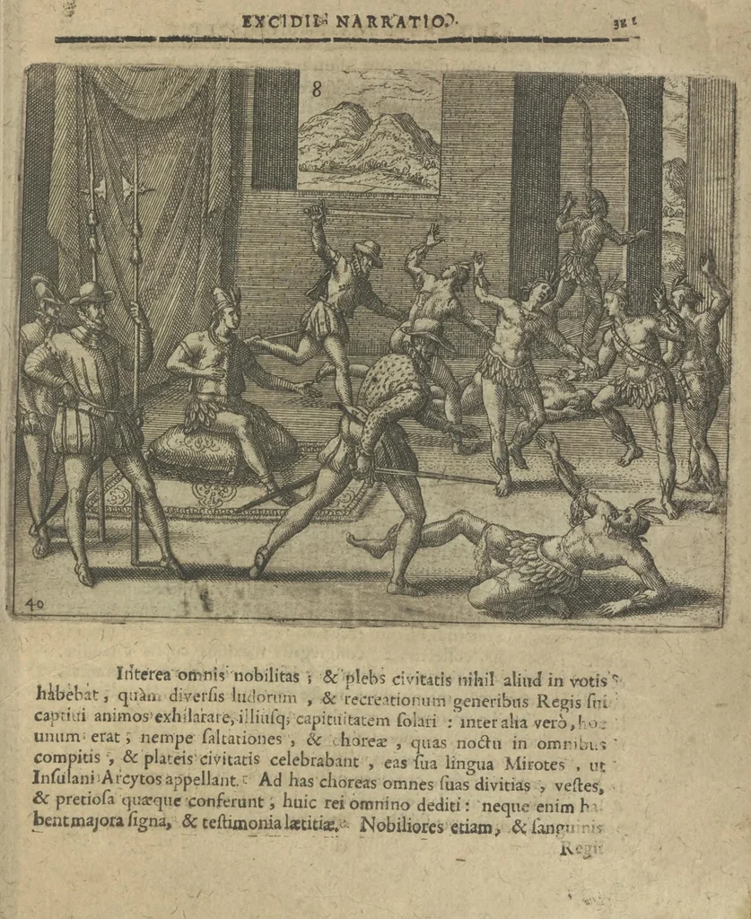 An illustration from Regionum Indicarum per Hispanos olim devastatrum accuratissima descriptio, insertis figuris aencis ad vivum fabrefactis, 1664, leaf 40