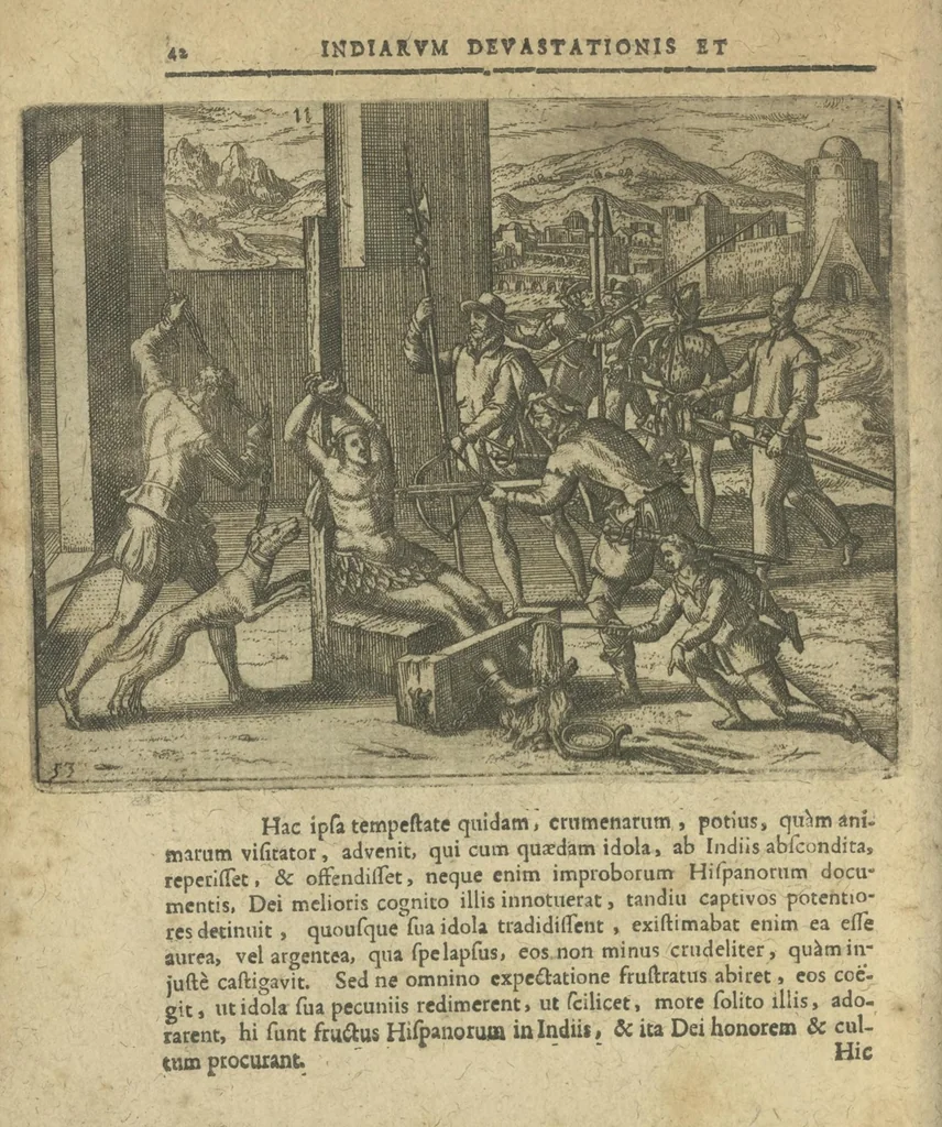 An illustration from Regionum Indicarum per Hispanos olim devastatrum accuratissima descriptio, insertis figuris aencis ad vivum fabrefactis, 1664, leaf 51