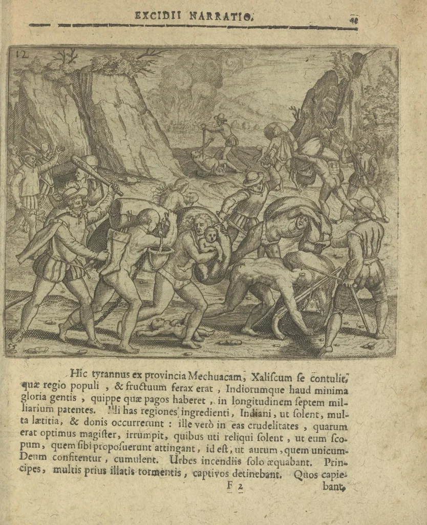 An illustration from Regionum Indicarum per Hispanos olim devastatrum accuratissima descriptio, insertis figuris aencis ad vivum fabrefactis, 1664, leaf 52