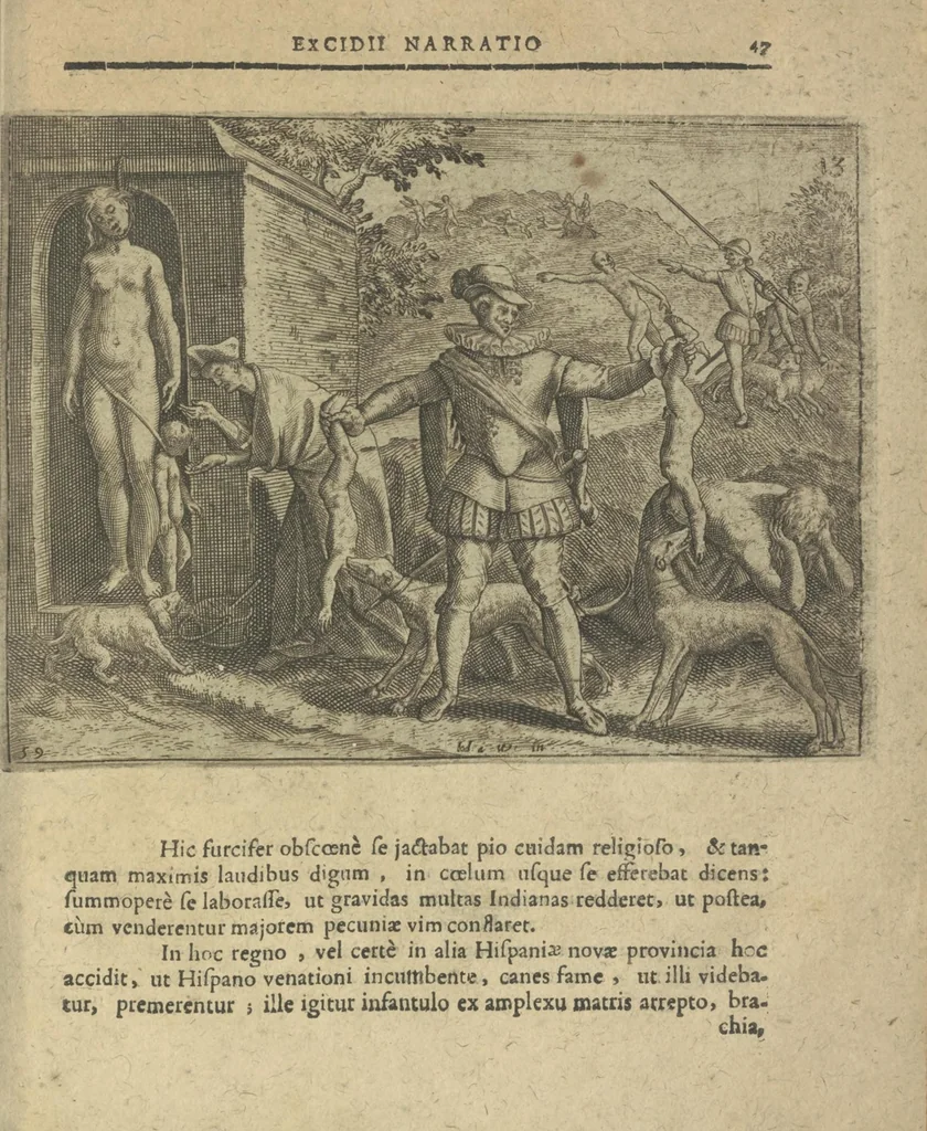 An illustration from Regionum Indicarum per Hispanos olim devastatrum accuratissima descriptio, insertis figuris aencis ad vivum fabrefactis, 1664, leaf 56