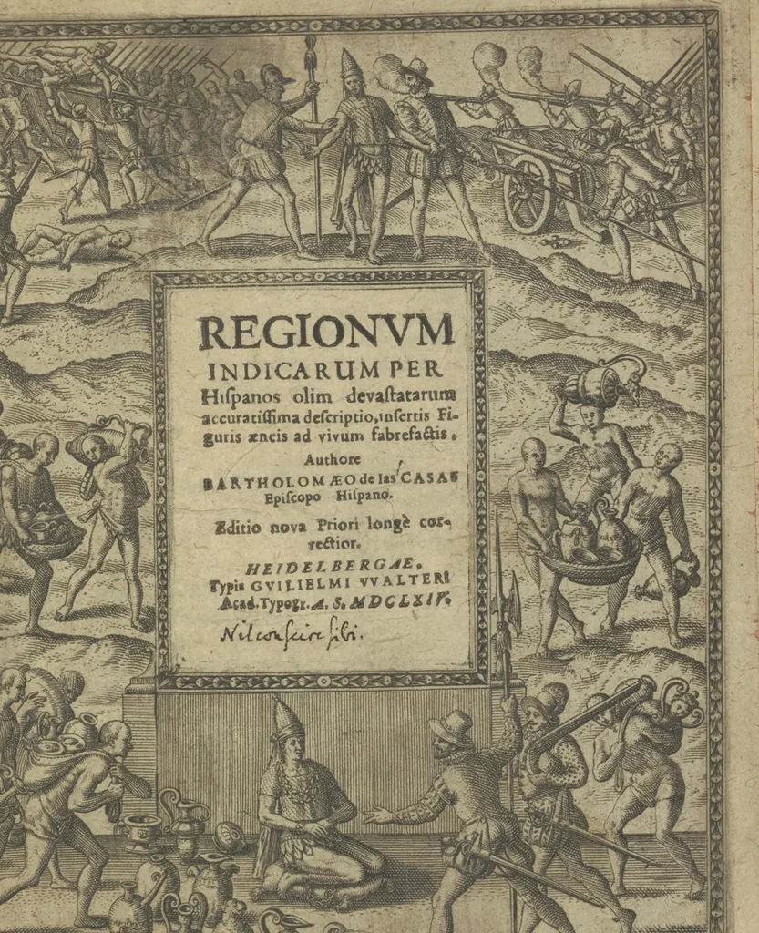 An illustration from Regionum Indicarum per Hispanos olim devastatrum accuratissima descriptio, insertis figuris aencis ad vivum fabrefactis, 1664, leaf 6