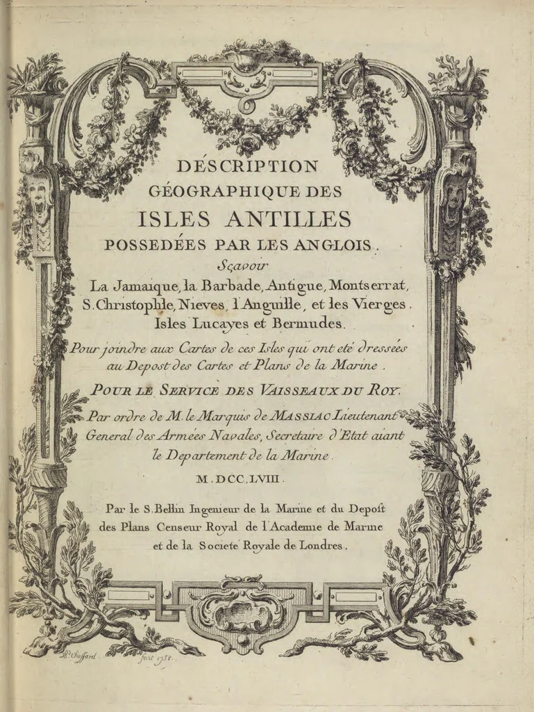 An illustration from Description geographique des isles Antilles possédées par les anglois, 1758, leaf 10