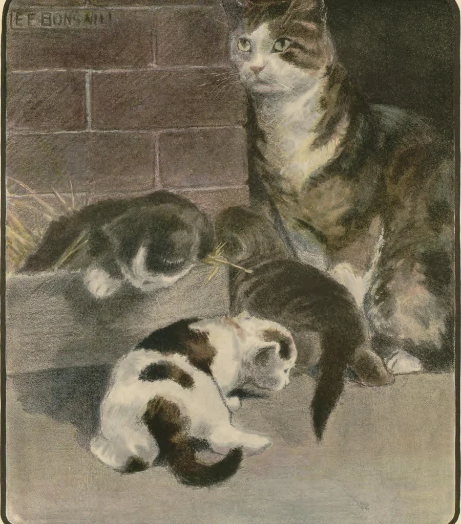 An illustration from The book of the cat : with facsimiles of drawings in colour, 1903, leaf 17
