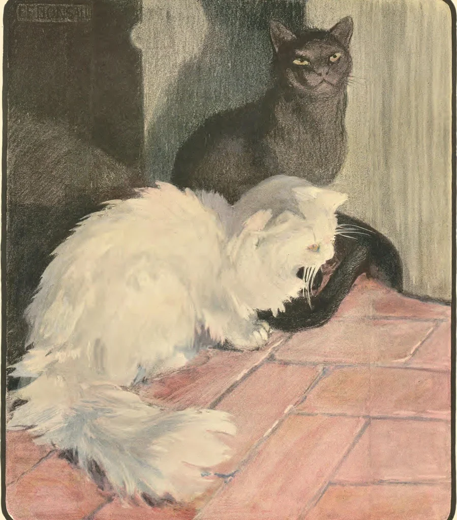 An illustration from The book of the cat : with facsimiles of drawings in colour, 1903, leaf 8