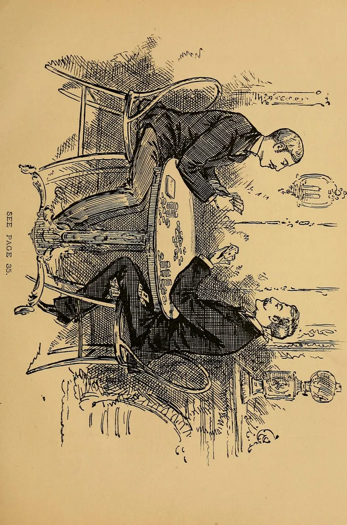 An illustration from Talk of Uncle George to his nephew about draw poker : containing valuable suggestions in connection with this great American game : also, instruction and directions to clubs and social card parties, whose members play only for recreation and pastime : with timely warnings to young players., 1883, leaf 51