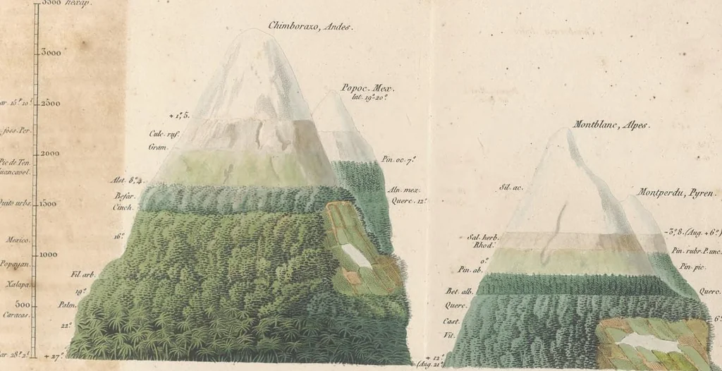An illustration from De distributione geographica plantarum secundum cœli temperiem et altitudinem montium, prolegomena, 1817, leaf 272