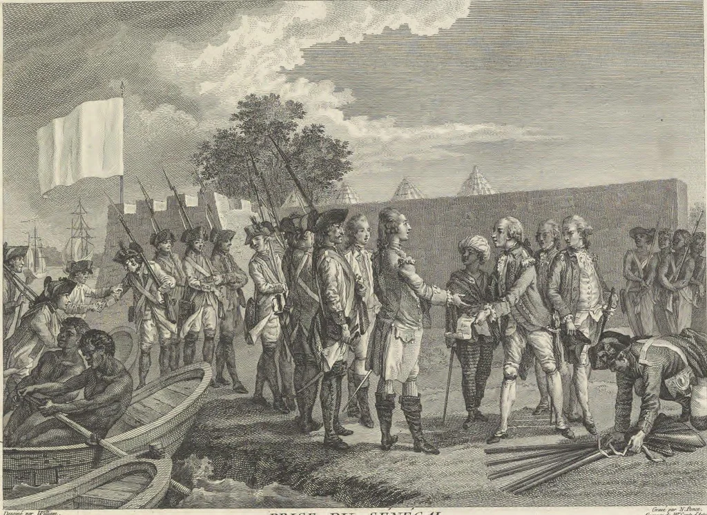 An illustration from Recueil d'estampes representant les différents événemens de la Guerre qui a procuré l'indépendance aux Etats Unis de l'Amérique, 1784, leaf 32