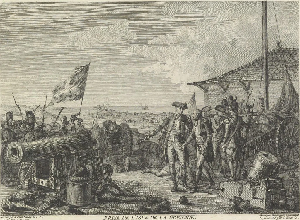 An illustration from Recueil d'estampes representant les différents événemens de la Guerre qui a procuré l'indépendance aux Etats Unis de l'Amérique, 1784, leaf 38