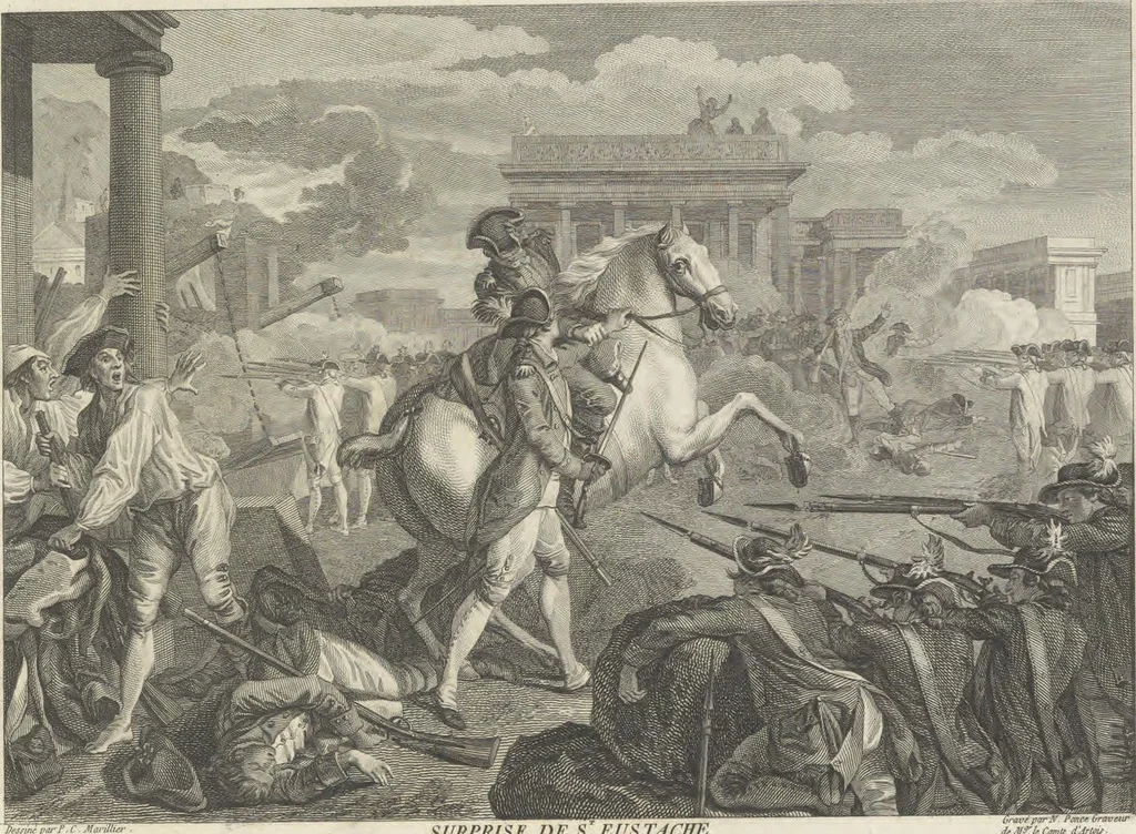 An illustration from Recueil d'estampes representant les différents événemens de la Guerre qui a procuré l'indépendance aux Etats Unis de l'Amérique, 1784, leaf 54