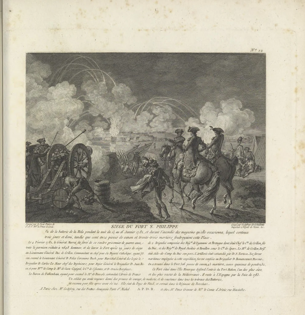 An illustration from Recueil d'estampes representant les différents événemens de la Guerre qui a procuré l'indépendance aux Etats Unis de l'Amérique, 1784, leaf 58
