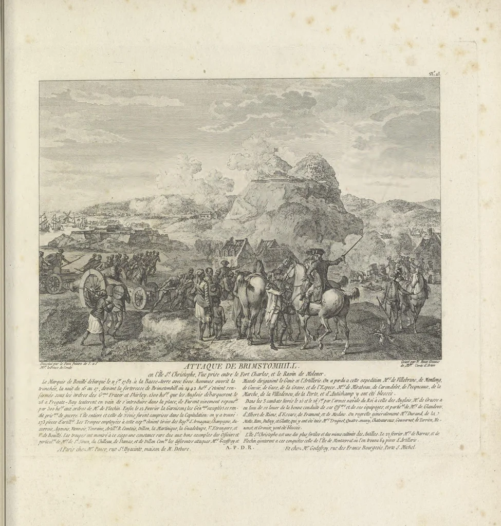 An illustration from Recueil d'estampes representant les différents événemens de la Guerre qui a procuré l'indépendance aux Etats Unis de l'Amérique, 1784, leaf 62