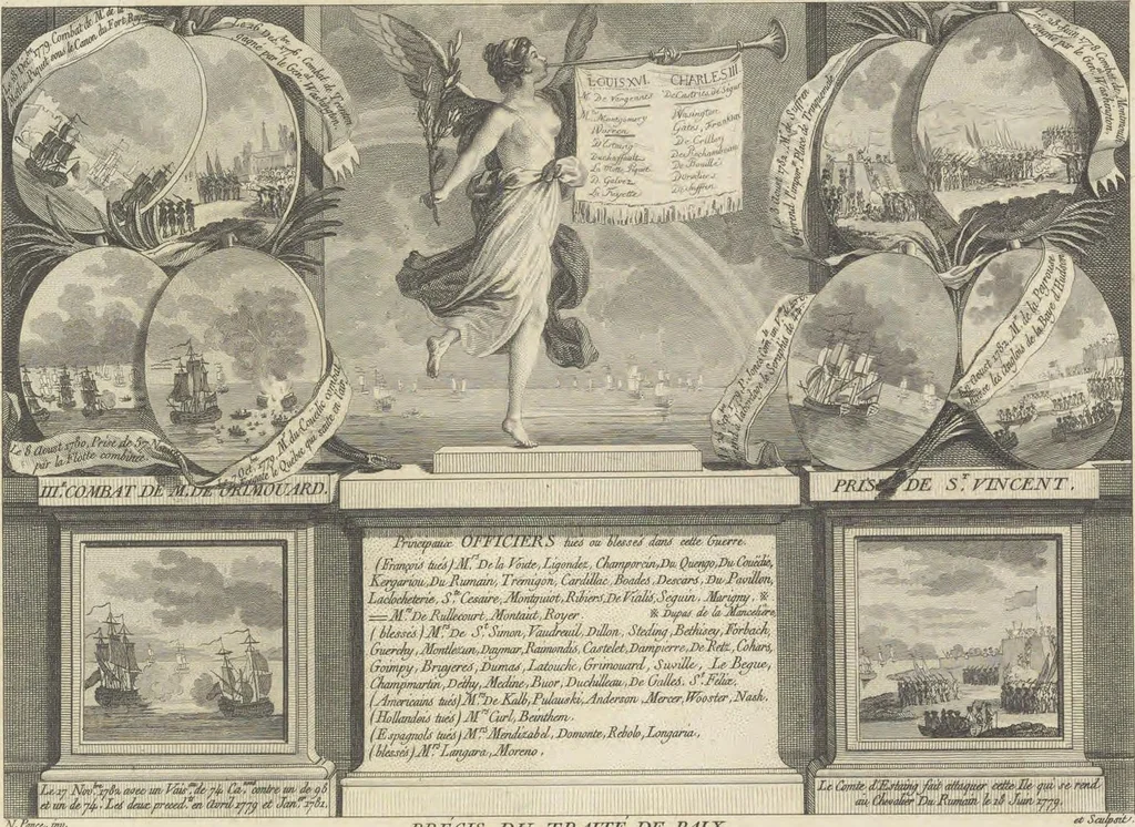 An illustration from Recueil d'estampes representant les différents événemens de la Guerre qui a procuré l'indépendance aux Etats Unis de l'Amérique, 1784, leaf 74