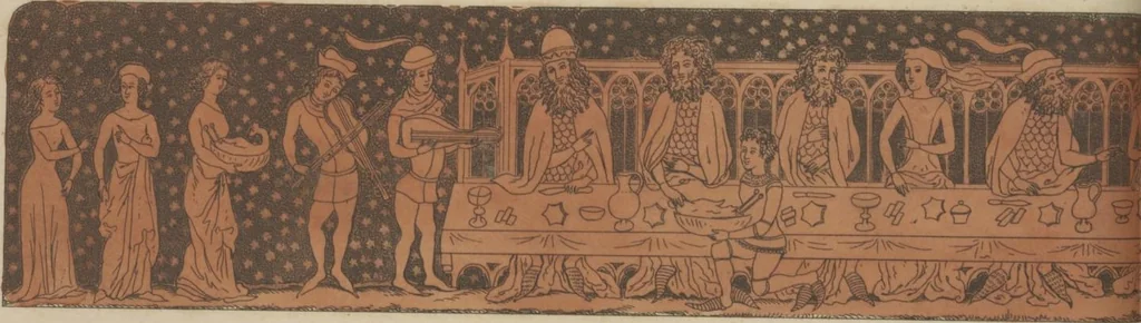An illustration from Antiquitates culinariae, or, Curious tracts relating to the culinary affairs of the old English, with a preliminary discourse, notes, and illustrations, 1791, leaf 6