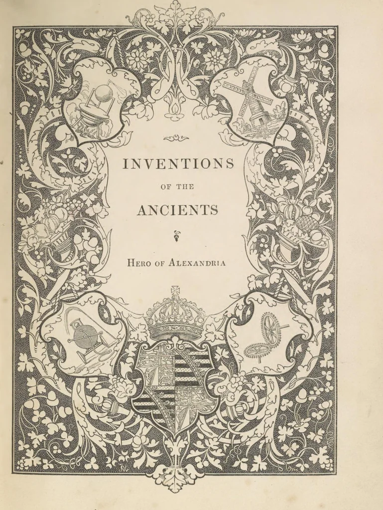 An illustration from The pneumatics of Hero of Alexandria, from the original Greek, 1851, leaf 5