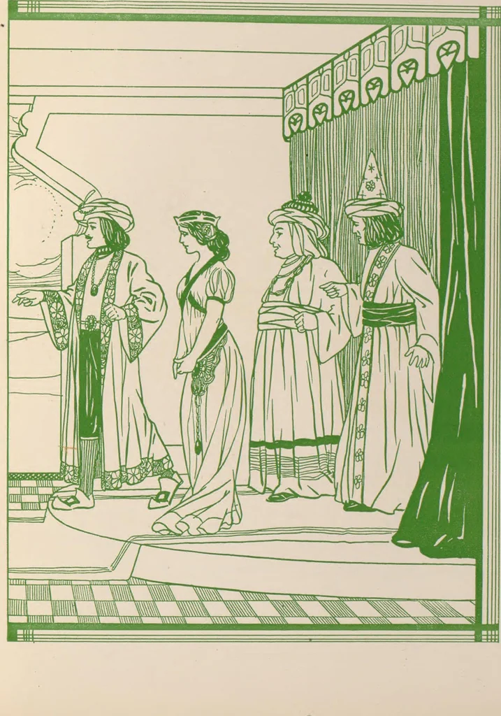 An illustration from Bright-Wits, Prince of Mogadore, 1909, leaf 104