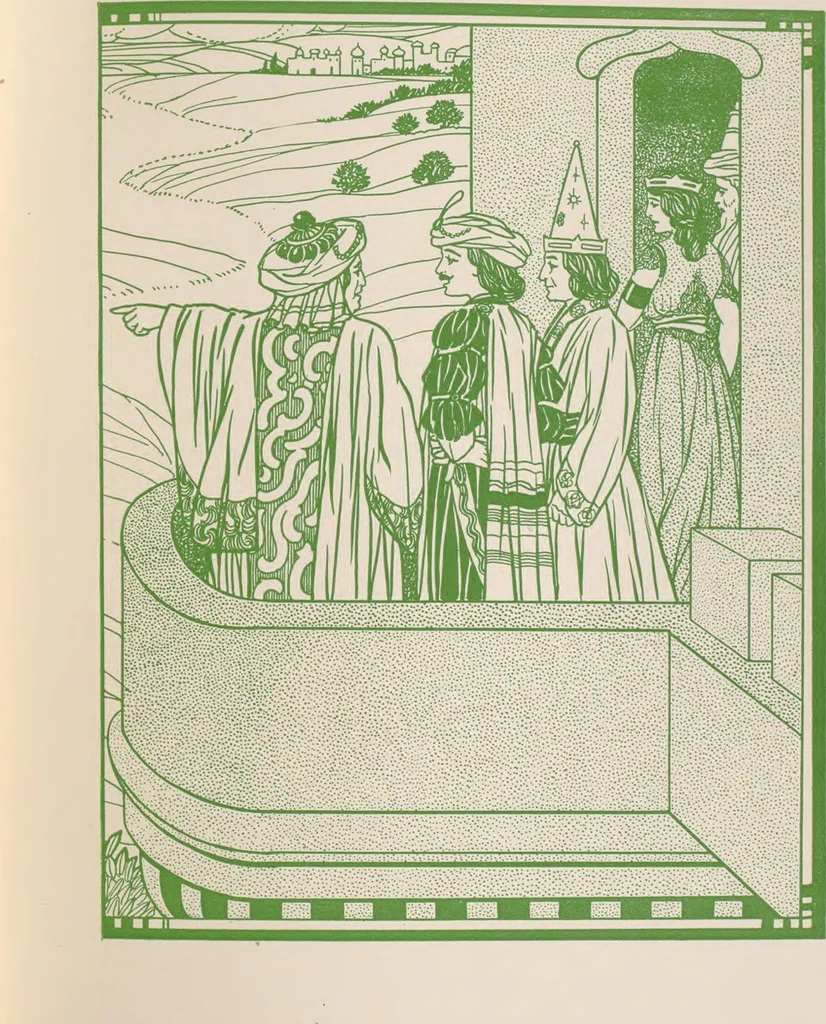 An illustration from Bright-Wits, Prince of Mogadore, 1909, leaf 62