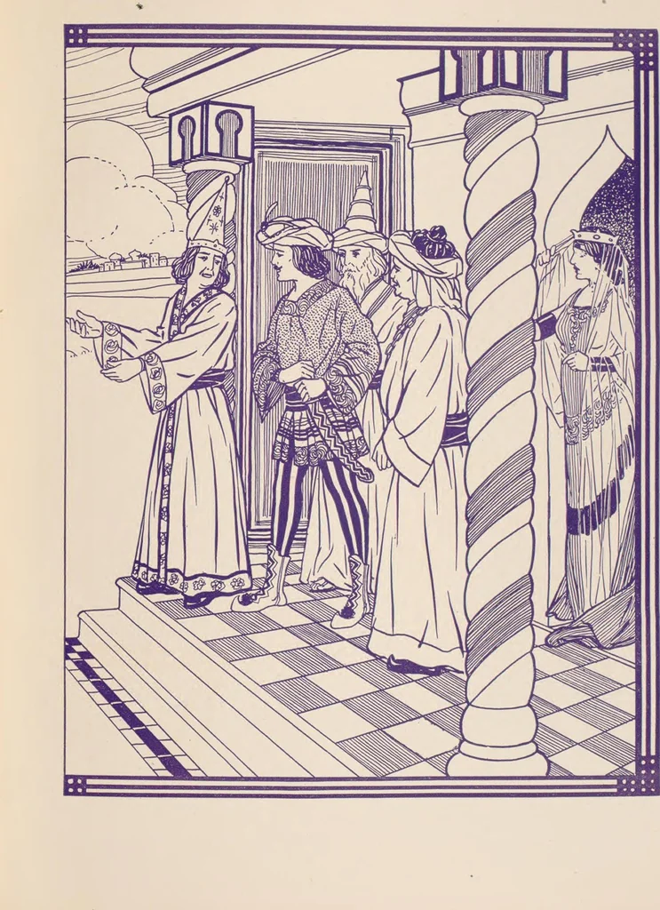 An illustration from Bright-Wits, Prince of Mogadore, 1909, leaf 82