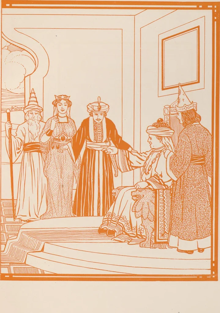 An illustration from Bright-Wits, Prince of Mogadore, 1909, leaf 88