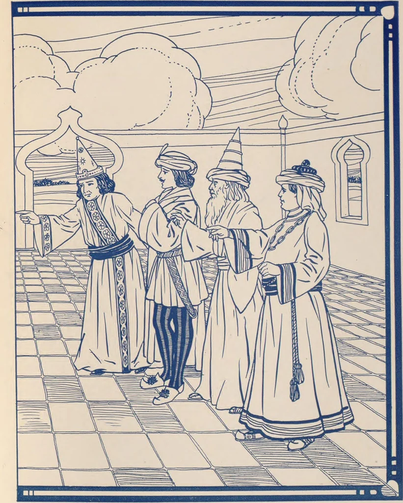 An illustration from Bright-Wits, Prince of Mogadore, 1909, leaf 96