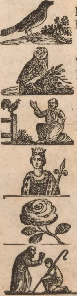 An illustration from Beauties of the New-England primer, 1818, leaf 8
