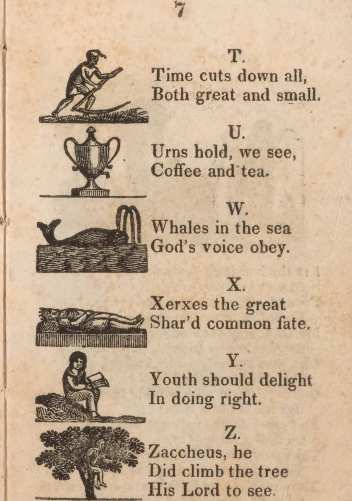 An illustration from Beauties of the New-England primer, 1818, leaf 9