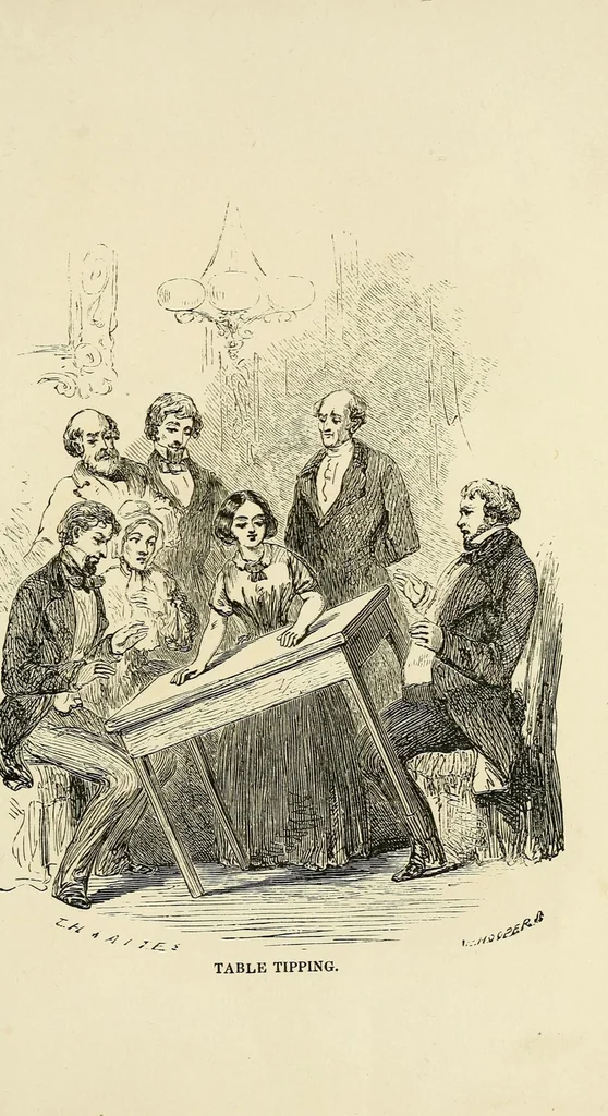 An illustration from The rappers, or, The mysteries, fallacies, and absurdities of spirit-rapping, table-tipping, and entrancement, 1854, leaf 5
