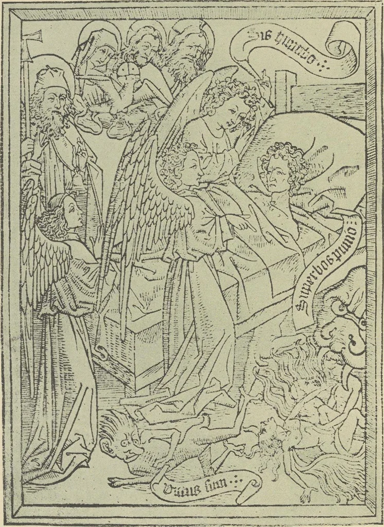 An illustration from From Holbein to Whistler, notes on drawing and engraving, / by Alfred Mansfield Brooks., 1920, leaf 105